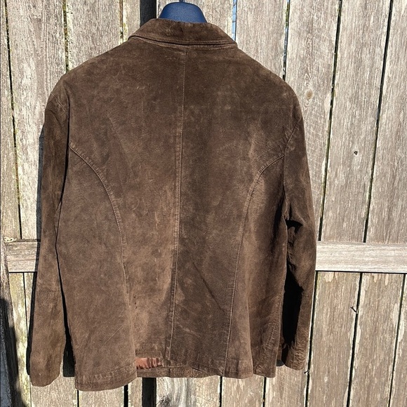 Brown Suede Button-Up Jacket sz L #107 - Picture 4 of 5
